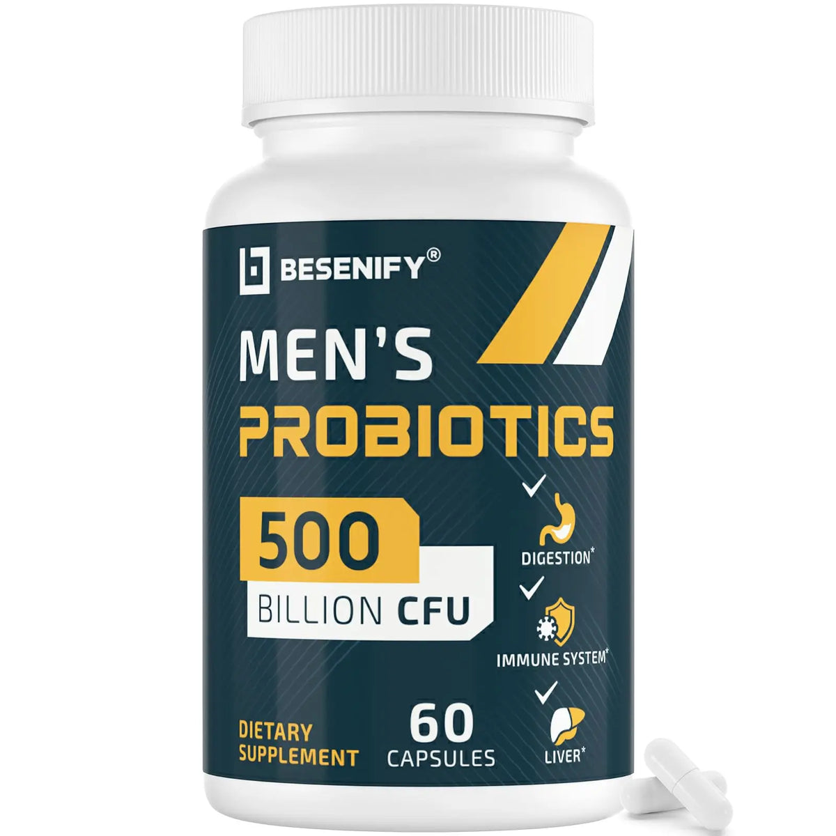 Probiotics for Men, 500 Billion CFUs & 12 Strains, Men's Probiotic with Turmeric, Cranberry, Goji - Probiotics for Digestive Health, Immune, Stomach, Besenify
