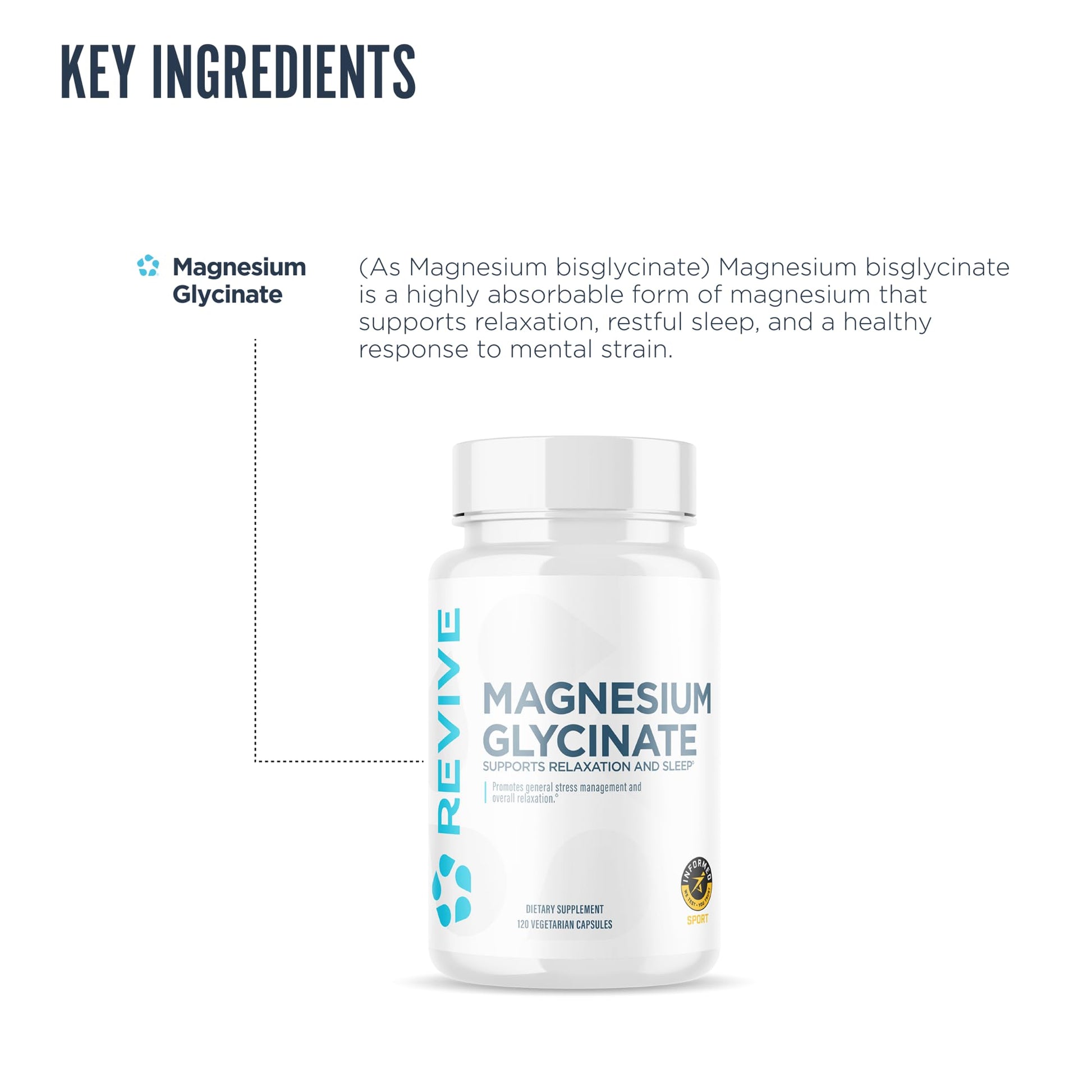 Revive MD Pure Magnesium Glycinate 200mg – High Absorption Supplement for Relaxation, Stress Relief, Sleep & Memory Support – Promotes Strong Bones, Healthy Nerve & Muscle Function (60 Servings) Revive buy australia supplements