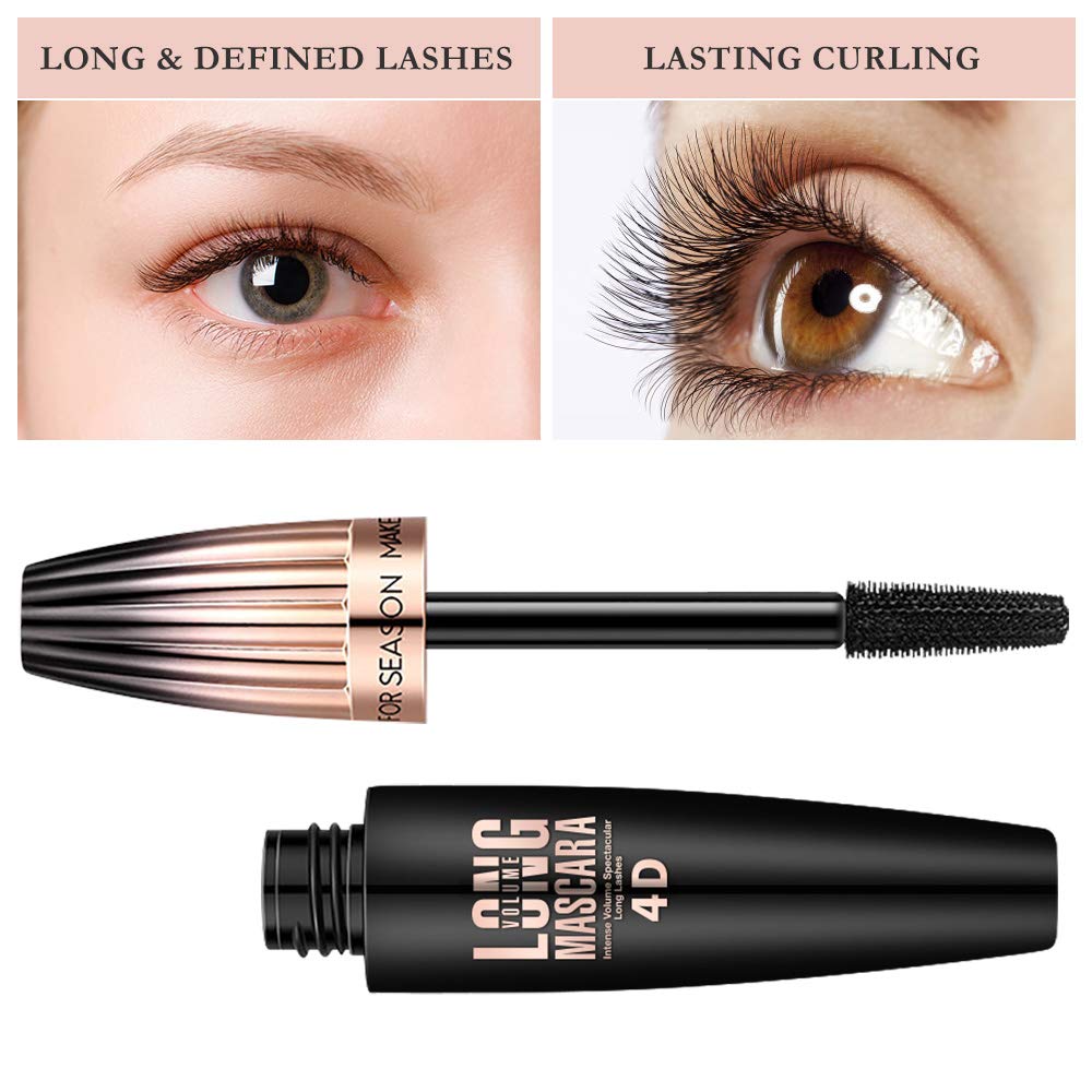4D Silk Fiber Lash Mascara, Waterproof Long Lasting Mascara Black Volume and Length Natural, Exquisitely Full, Lengthening Thickening Softer Fuller Lashes Amplify Smudge-Proof Eyelash Mascaras,1 Pack FGHJ