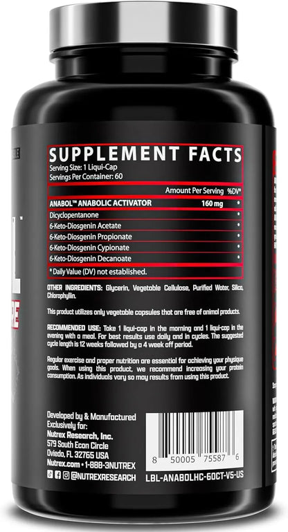 Nutrex Research Anabol Hardcore Anabolic Activator, Muscle Builder and Hardening Agent, 60 Pills Nutrex Research