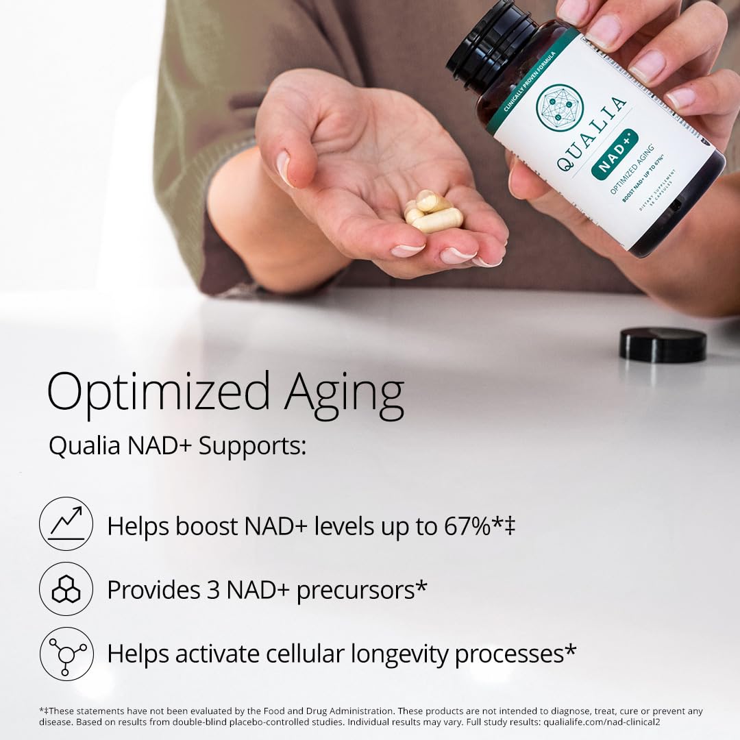 Qualia NAD Supplement — Clinically Proven to Boost NAD+ up to 67%. Optimized Aging, Energy, Focus. Elite Ingredients Nicotinamide Riboside (NIAGEN), Niacin, Niacinamide (1 Month Supply) QUALIA LIFE SCIENCES buy supplements Au