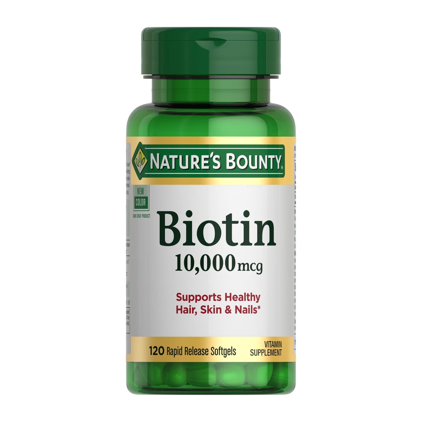 Nature's Bounty Biotin Hair Skin and Nails Vitamins, Supports Healthy Hair, Skin and Nails, 10,000 mcg, 120 Softgels (Pack of 1) Nature's Bounty