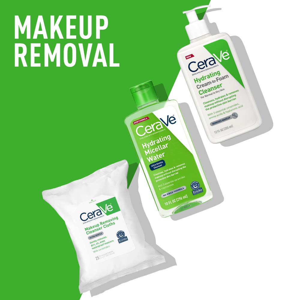 CeraVe Micellar Water, Hydrating Facial Cleanser & Eye Makeup Remover with Niacinamide, Ceramides & Glycerin CeraVe