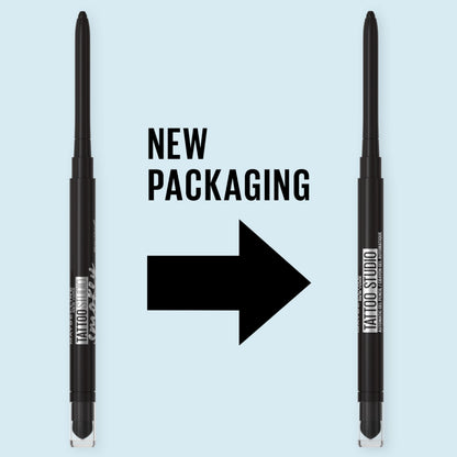 Maybelline Tattoo Studio Automatic Gel Pencil Waterproof Eyeliner, Blendable, Smudge Resistant, Matte Eyeliner For Up To 36HR Wear, Pitch Black (Smokey Black), Packaging May Vary MAYBELLINE