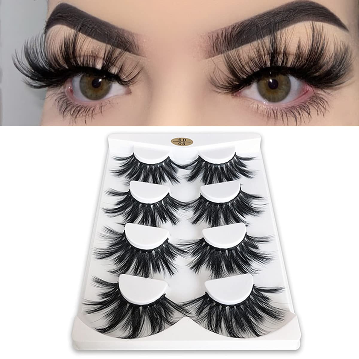 MIKIWI 25mm Lashes, Dramatic 6D Faux Mink Lashes, Fluffy Volume Eyelashes, Thick Crossed Lashes, Long Faux 25mm Mink Lashes (6D4-05) mikiwi