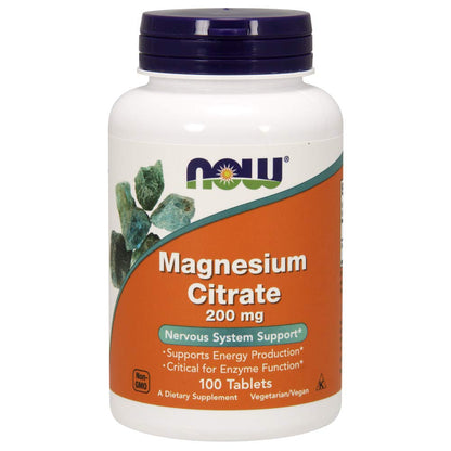NOW Supplements, Magnesium Citrate, Enzyme Function*, Nervous System Support*, 120 Veg Capsules Gsupps Australia