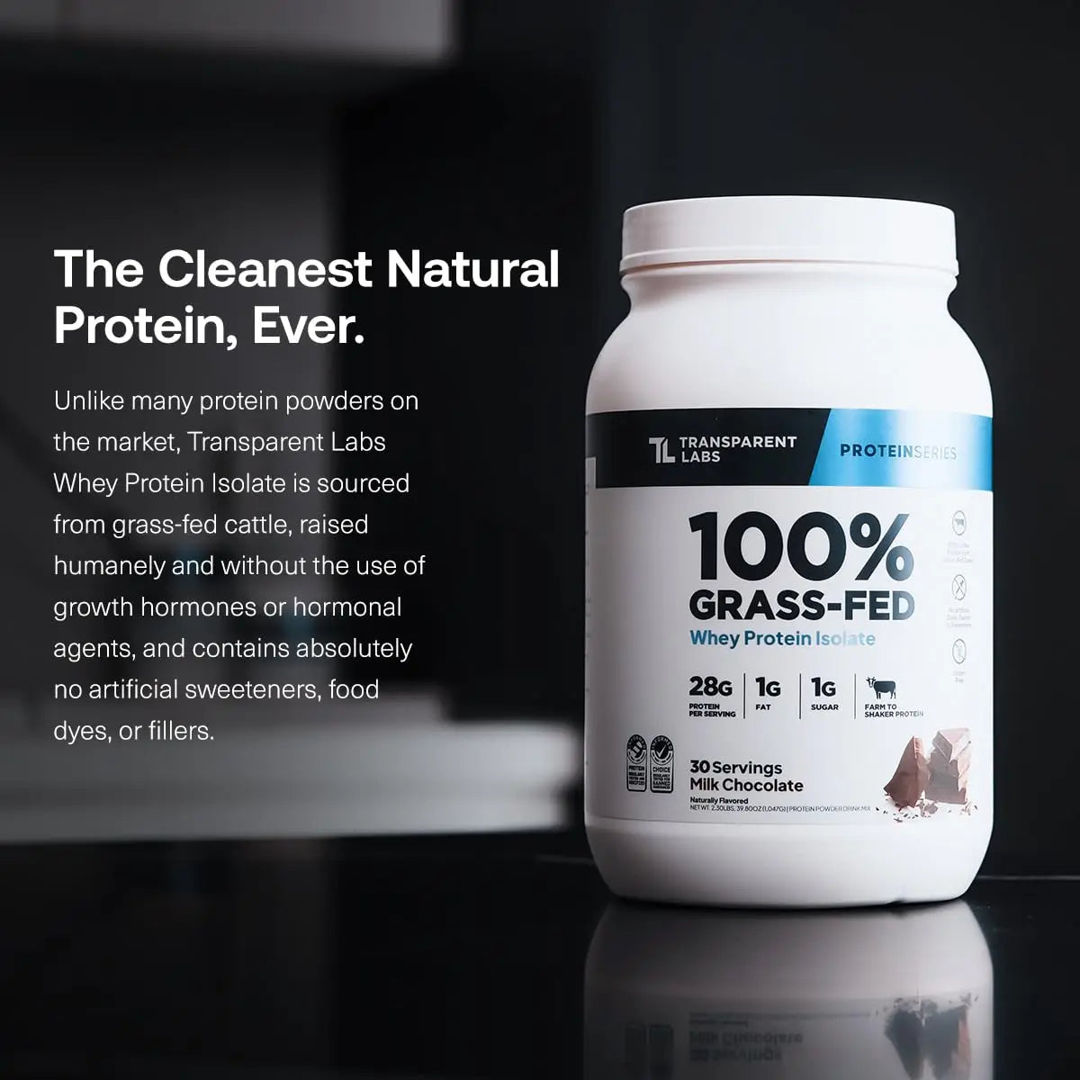 Transparent Labs Grass-Fed Whey Protein Isolate - Natural Flavor, Gluten Free Whey Protein Powder w/ 28g of Protein per Serving Transparent Labs