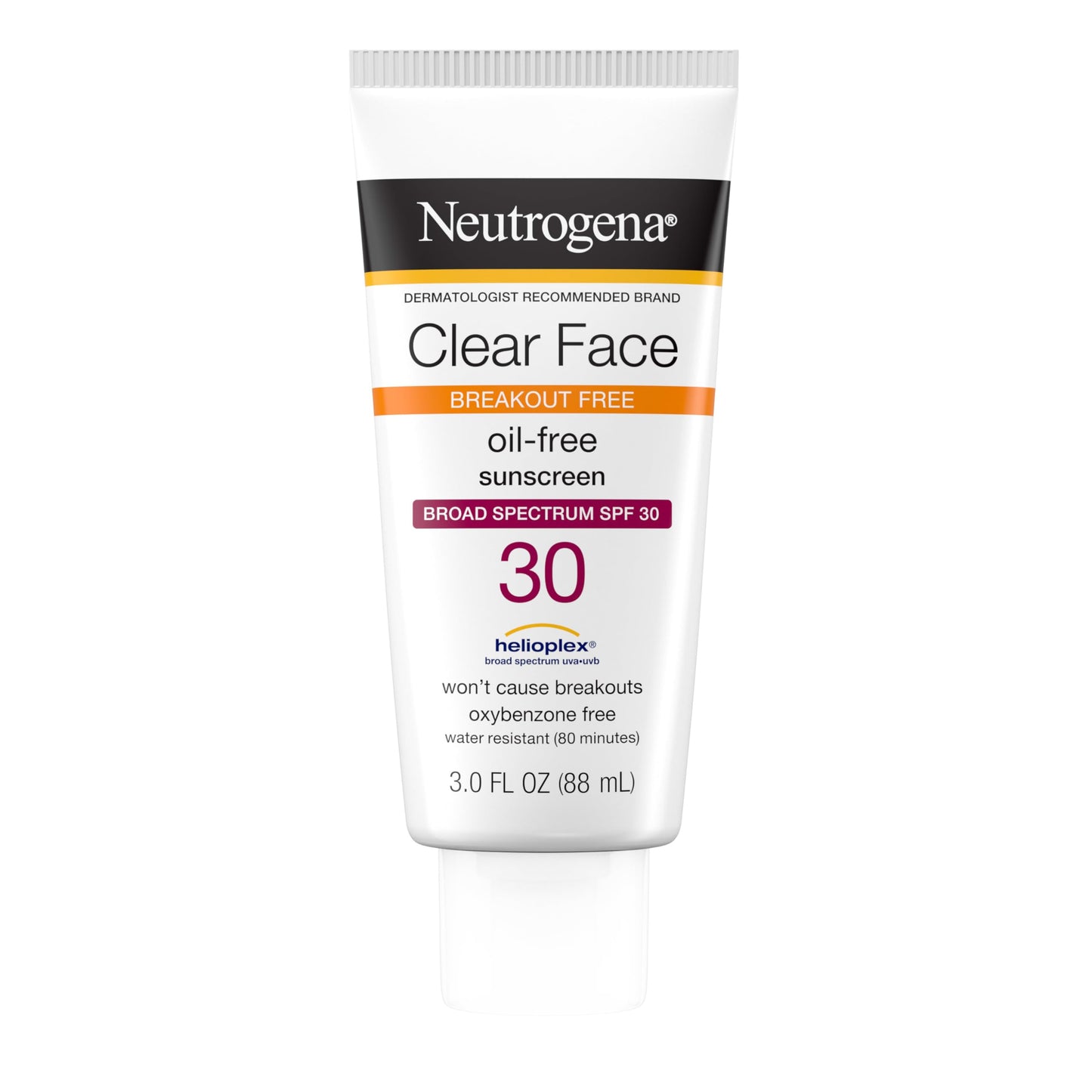 Neutrogena Clear Face Sunscreen for Acne-Prone Skin SPF 30, Broad Spectrum Facial Sunscreen Lotion, Lightweight, Non Comedogenic, Oil-, Fragrance- & Oxybenzone Neutrogena