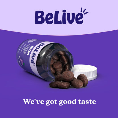 BeLive Iron Gummies - Multivitamin Supplement with Vitamin C, A, B & Zinc, Supports Blood Oxygen, Vegan Iron Supplements for Women, Men & Kids BeLive