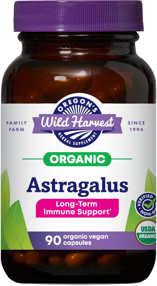Oregon's Wild Harvest Non-GMO Certified Organic Astragalus Capsules Long Term Immune Support Herbal Supplements-180 Count Gsupps Australia
