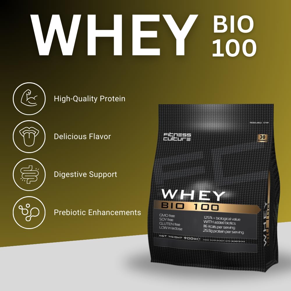 Fitness Culture Whey Bio 100 Whey Protein Powder with Pre and Pro Biotics Raspberry Flavour My Store buy australia supplements
