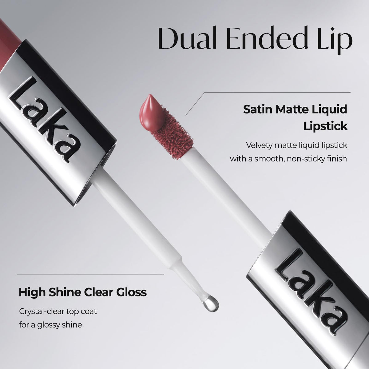 Laka Perfect Twin Lip - Dual-Ended Matte Liquid Lipstick & Clear Gloss | Transfer Proof Color | High Pigmented Lightweight Non-Sticky | Korean Makeup | #908 In Caffeine (Warm Taupe Brown), 0.31oz Laka