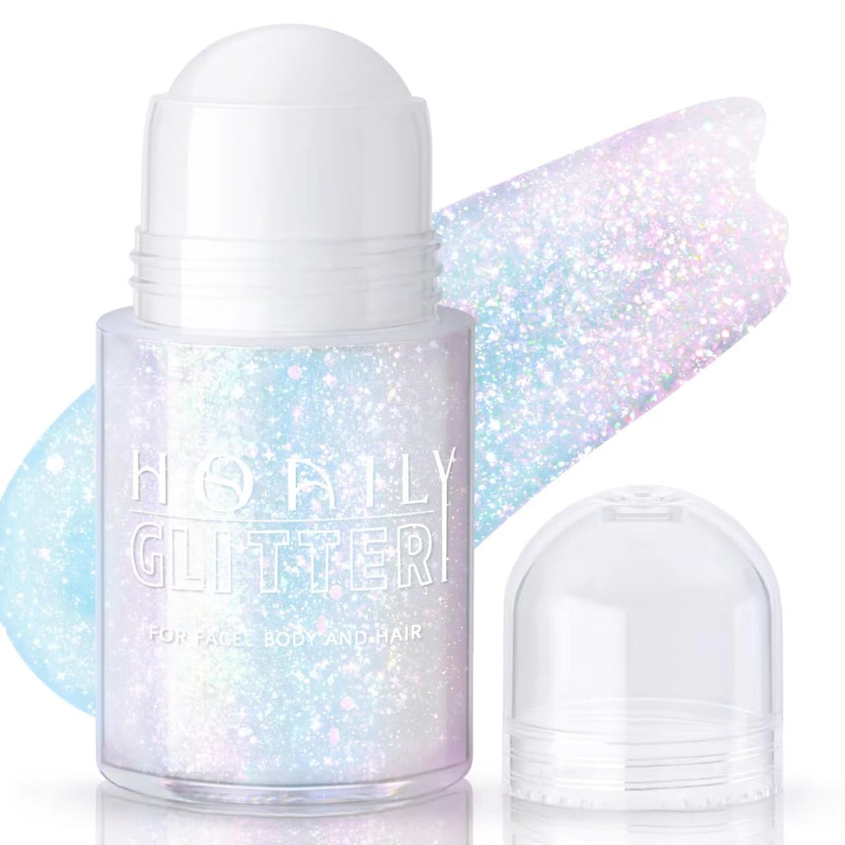 HOSAILY Roll-on Holographic Body Glitter Gel for Face Hair, Chameleon Color Changing Glitter Gel Under Light, Chunky Mermaid Sequins Festival Party Rave Accessories Shimmer Makeup (Sparkling Pink) HOSAILY