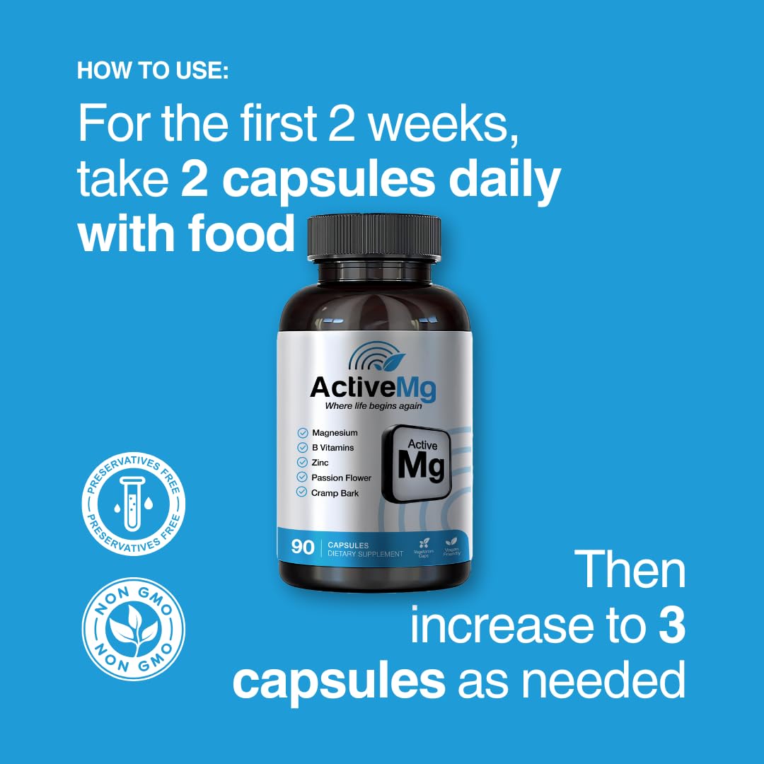 Active Mg Magnesium Supplement – 300mg Elemental Magnesium + Zinc & B Vitamins – Muscle & Nerve Support – 90 Vegan Capsules Migraine Stop buy australia supplements