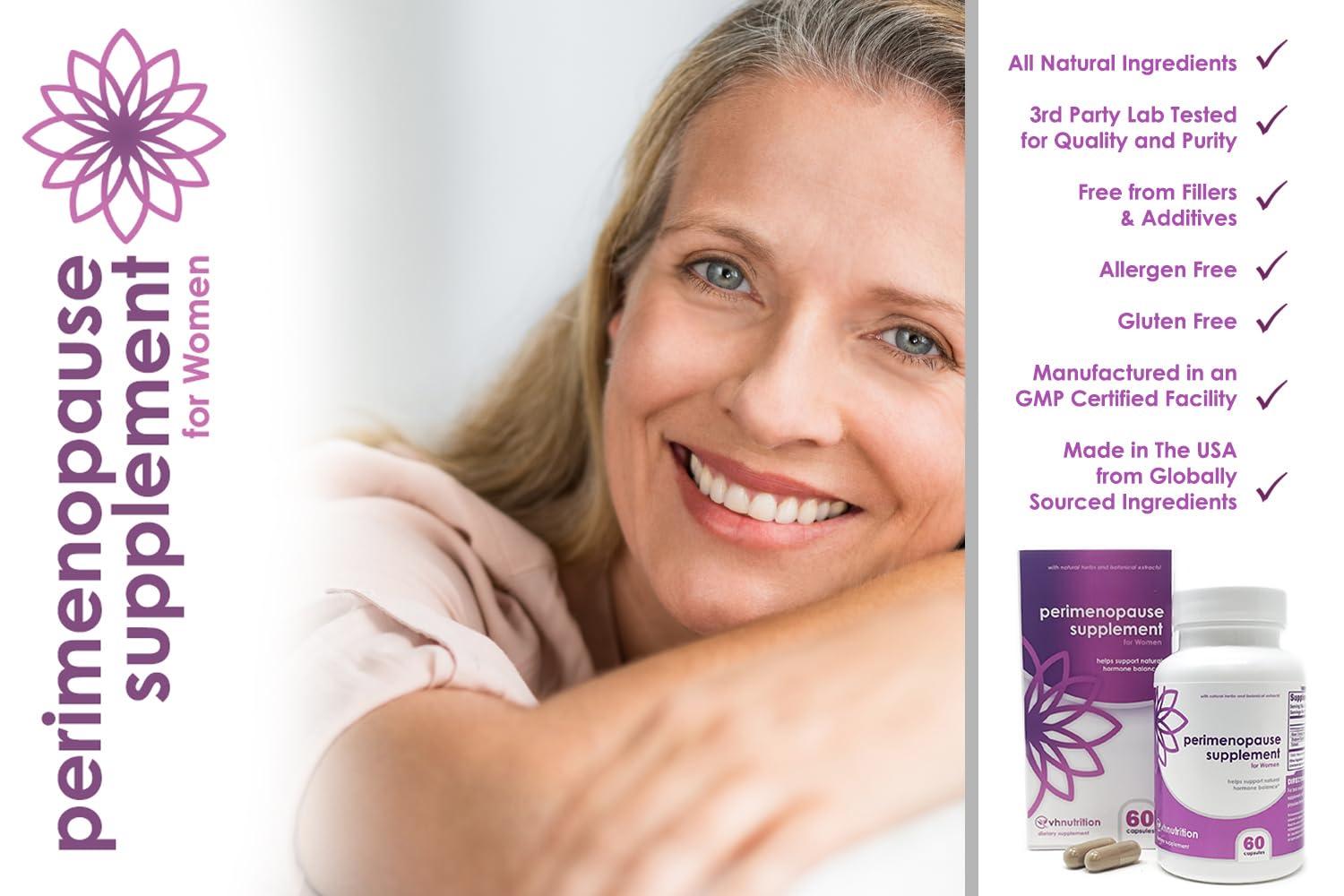 VH Nutrition Perimenopause Supplement for Women | Hot Flash, Mood, and Menstruation Cycle Support | 100% Herbal Formula: Black Cohosh, Vitex, & Shatavari. No Additives, or Fillers VH Nutrition buy australia supplements