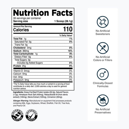 Transparent Labs Grass-Fed Beef Isolate Protein Powder – Naturally Flavored, Dairy-Free Protein with 25g of Protein per Serving for Increased Recovery & Strength - 30 Servings, Chocolate Peanut Butter
