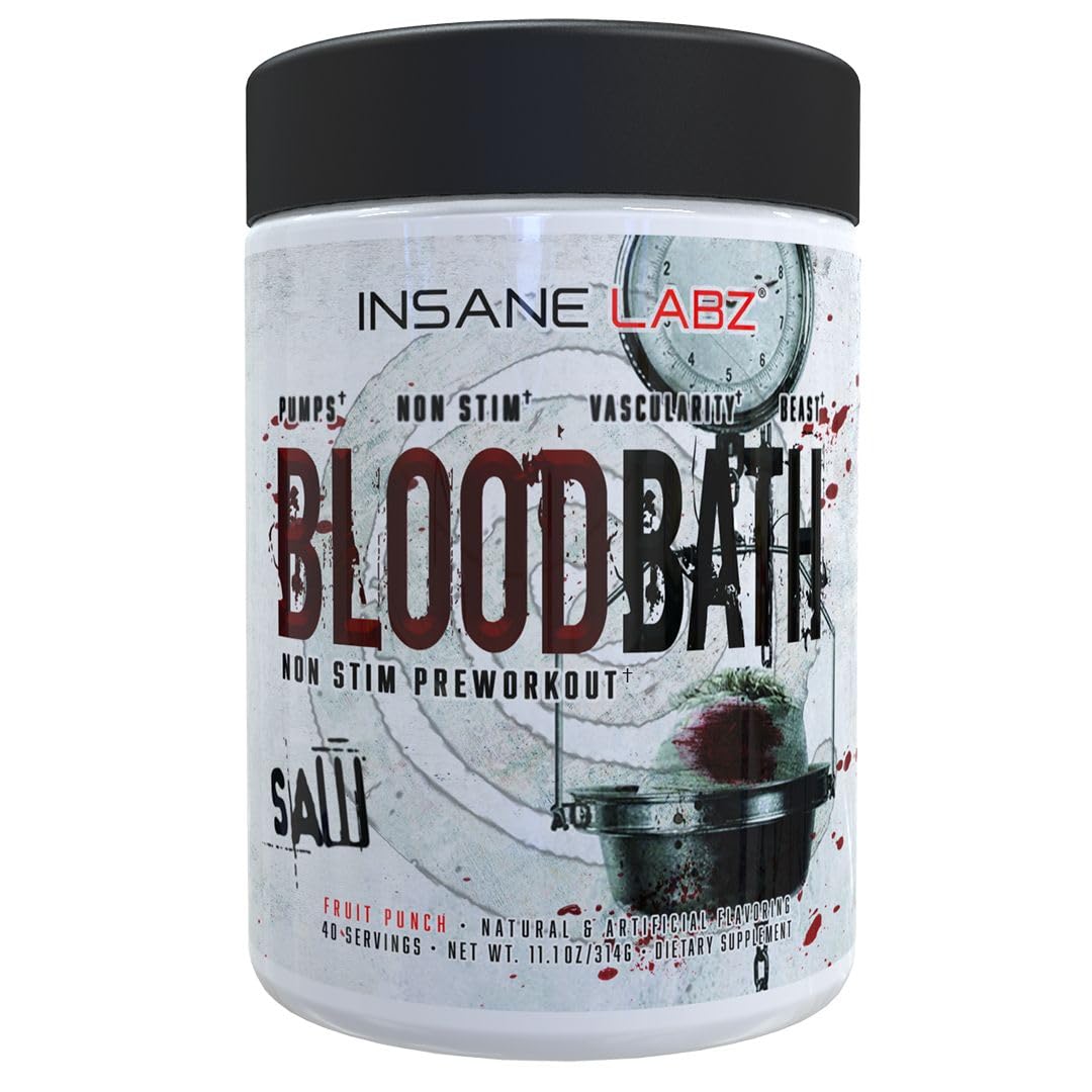 Insane Labz Saw® Bloodbath, Non-Stim Pump Pre Workout Powder with Nitrosigine®, OxyGold™, Agmatine Sulfate, L-Citrulline and Betainne Anhydrous, 40 Srvgs (Grape)