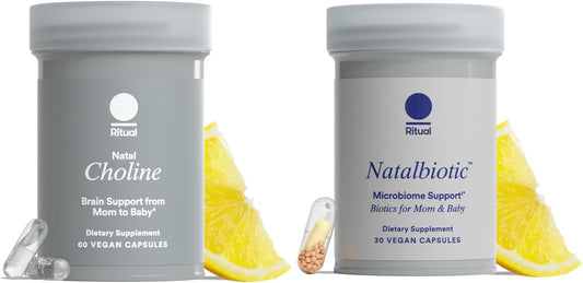 Ritual Natal Choline and Prenatal Probiotics - Support Microbiome, Digestive, and Vaginal Health - Baby's Cognitive Function and Immune Health - Vegan - 30 Servings