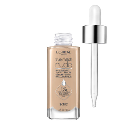 L'Oreal Paris True Match Nude Hyaluronic Tinted Serum Foundation with 1% Hyaluronic acid, Light 2-3, 1 fl. oz. L'Oreal Paris