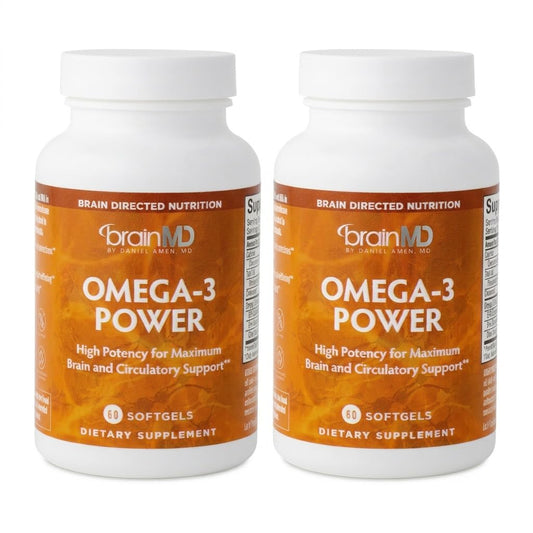 BRAINMD Omega-3 Power - 60 Capsules - Joint & Immune Support Supplement - Contains DHA & EPA - Gluten Free - Dr Amen - 30 Servings