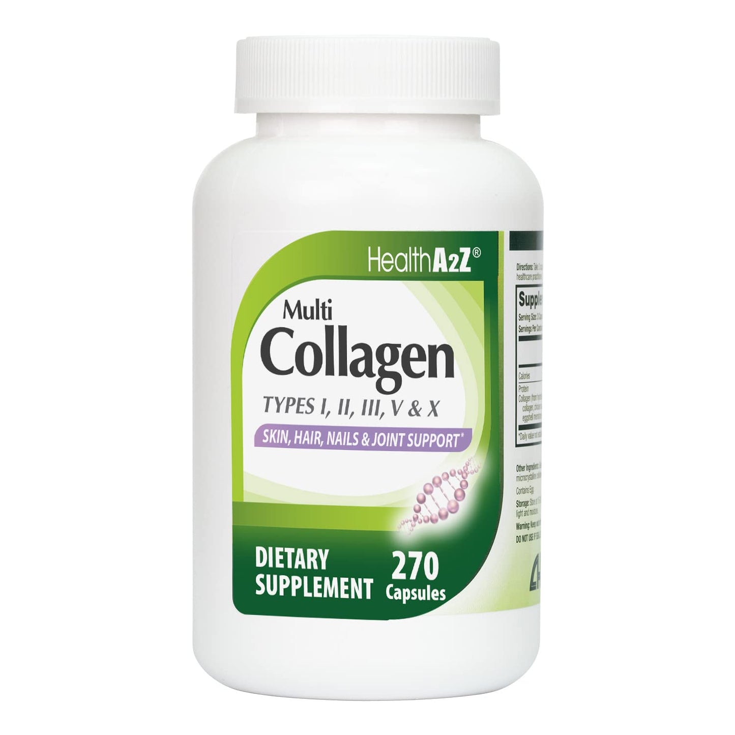 HealthA2Z® Multi Collagen Pills | 1735 mg | 270 Collagen Capsules | Types I, II, III, V & X | for Healthy Skin, Hair, Nails & Joint Support HealthA2Z