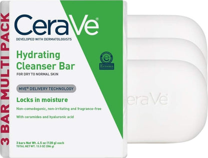 CeraVe Hydrating Cleanser Bar, Face Wash with 5% Moisturizing Cream, 3-Pack CeraVe