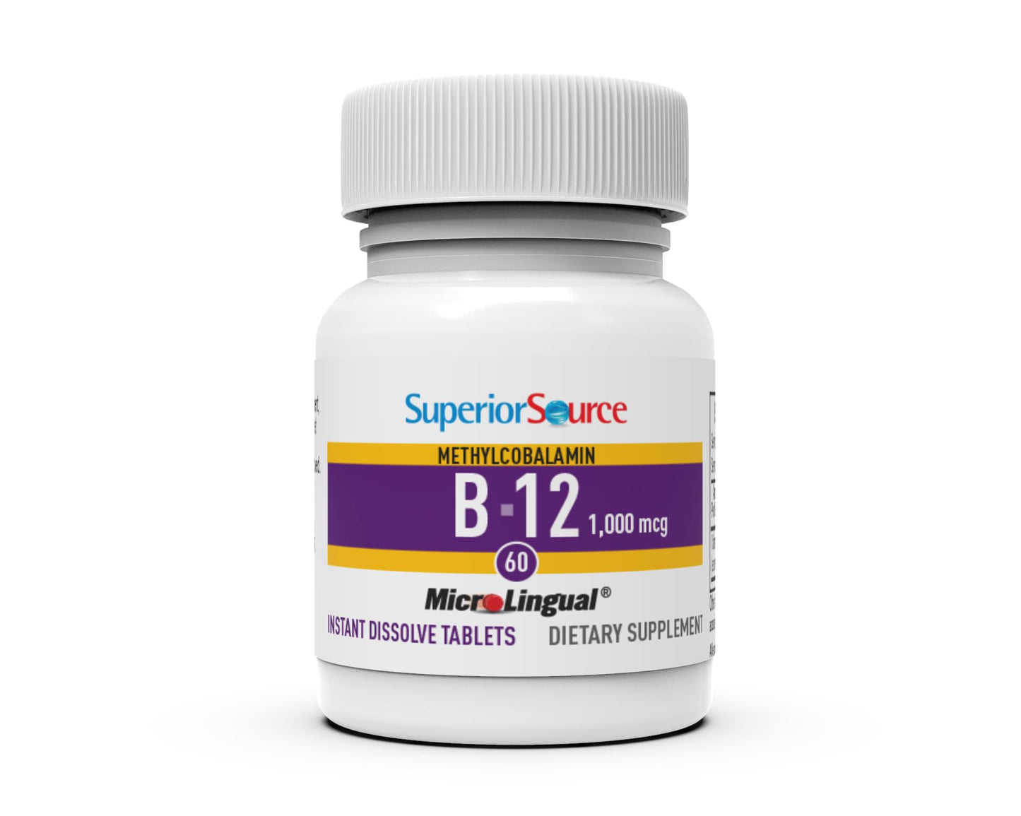 Superior Source No Shot Methylcobalamin B-12 1,000 mcg - Vitamin B-12 to Support Energy Production, Brain Health & Overall Wellness - Sublingual Tablets Superior Source