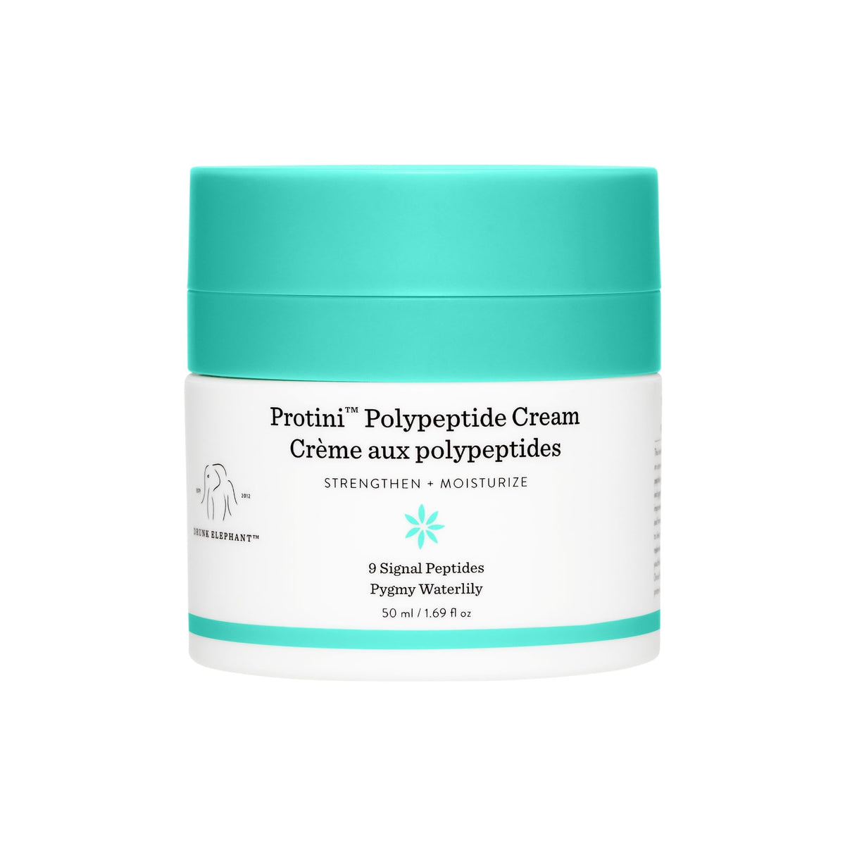 Drunk Elephant Protini Polypeptide Cream - 50 ml/1.69 fl oz - Firming Moisturizer - Clean Clinical Skincare - Cruelty-Free - Dermatologist-Tested - Free of Essential Oils, Silicones, and Fragrance Drunk Elephant