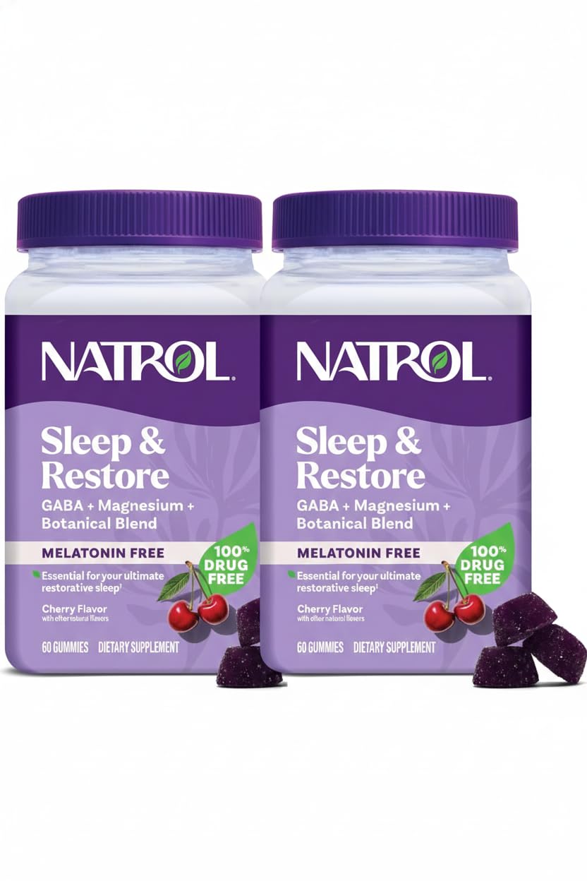 Natrol Sleep & Restore Magnesium Glycinate Blend Gummies, Magnesium for Sleep Aids for Adults, Melatonin-Free, Cherry Flavored, 30 Day Supply, 60 Gummies (Pack of 2) Natrol buy australia supplements