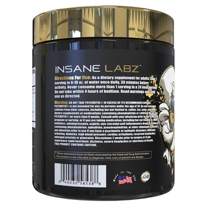 Insane Labz Psychotic Gold, High Stimulant Pre Workout Powder, Extreme Lasting Energy Focus, Pumps and Endurance with Beta Alanine, DMAE Bitartrate, NO Booster (35 Servings, Watermelon)