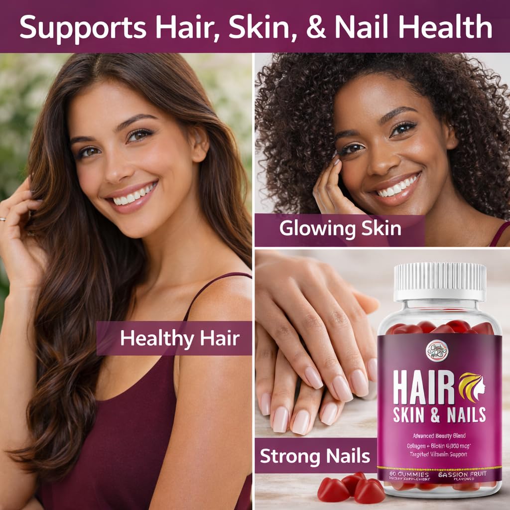 Grab The Gold Hair Skin & Nails Vitamins for Women | Gummies with 6000mcg Biotin & Collagen | 10 Essential Vitamin & Minerals | Gluten-Free, Non-GMO, Passion Fruit Flavor | 1 Month Supply, Made in USA Grab The Gold buy australia supplements