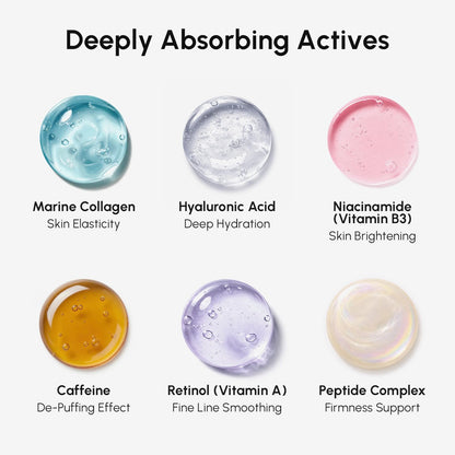MAREE Invisible Under Eye Patches for Puffy Eyes and Dark Circles with Peptide Collagen, Caffeine & Retinol - Eye Masks for Women & Men for Undereye Bags & Puffiness Reducing - Parches para Ojeras MAREE