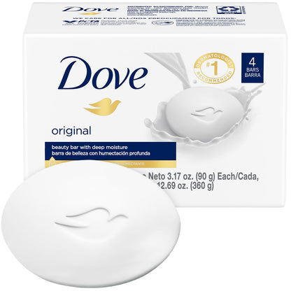 Dove Beauty Bar Soap, Original Pack (4 Soap Bars), 3.17 Oz Ea Dove