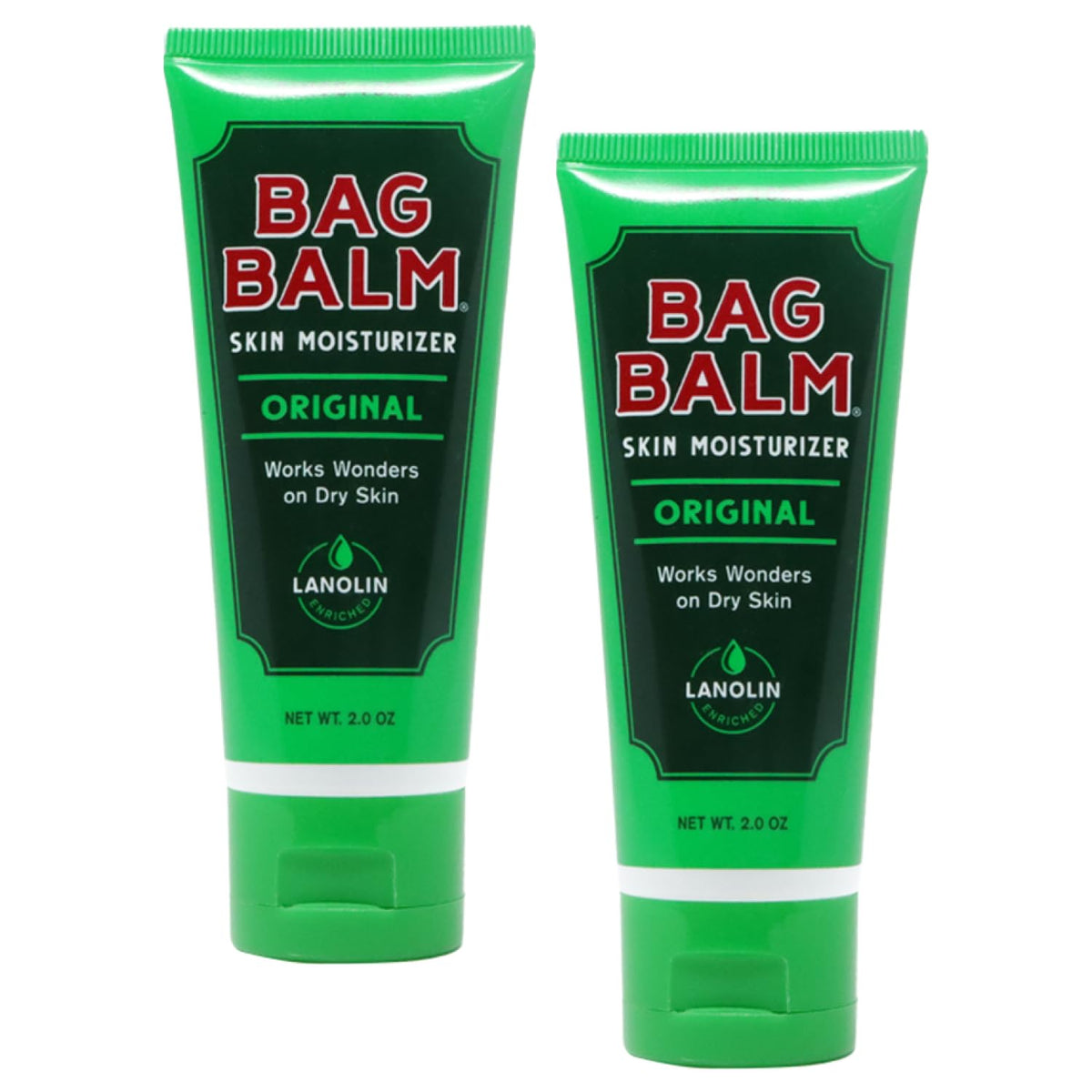 Bag Balm Vermont's Original Hand Moisturizer, Hand Balm for Dry Skin, Cracked Hands, Heels & Dry Hands Treatment, For Dogs and More Ointment, Dry Skin Lotion (2oz Tube (Pack of 2)) Bag Balm
