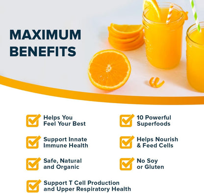 Organifi Immunity - Organic Superfood Immunity Support - 15 Single Serve Packets - Immunity Powder for T Cell Production and Upper Respiratory Health - Mushroom Beta Glucans, Vitamin C, D and Zinc Gsupps Australia