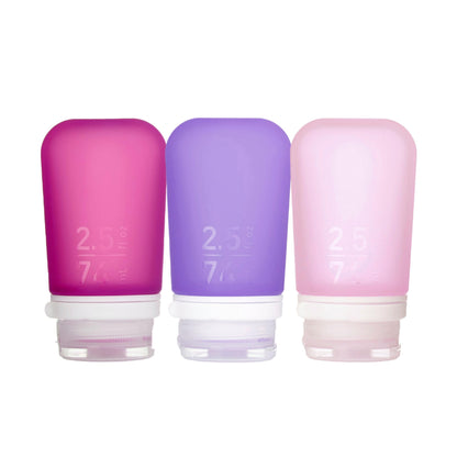 humangear GoToob+ 3-Pack, Large (3.4 fl oz), Clear/Purple/Teal | Refillable & Leak-Proof Silicone Travel Size Bottles with Locking Cap for Toiletries, Camping & TSA Carry-On Gsupps Australia