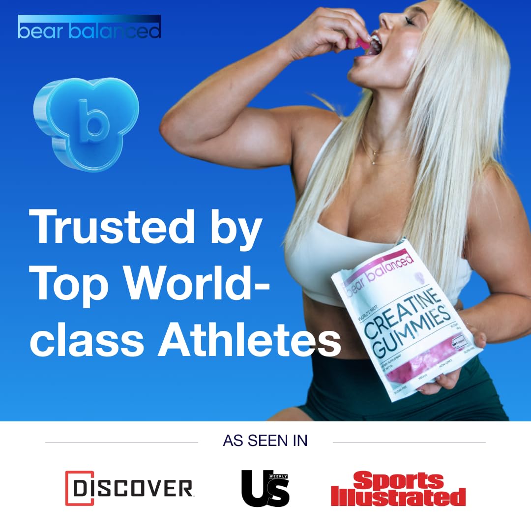 Bear Balanced Creatine Gummies for Men & Women - Creapure® Creatine Monohydrate, L-Theanine, L-Tyrosine & B12 for Muscle Growth, Strength, Focus, Energy & Health Bear Balanced buy australia supplements
