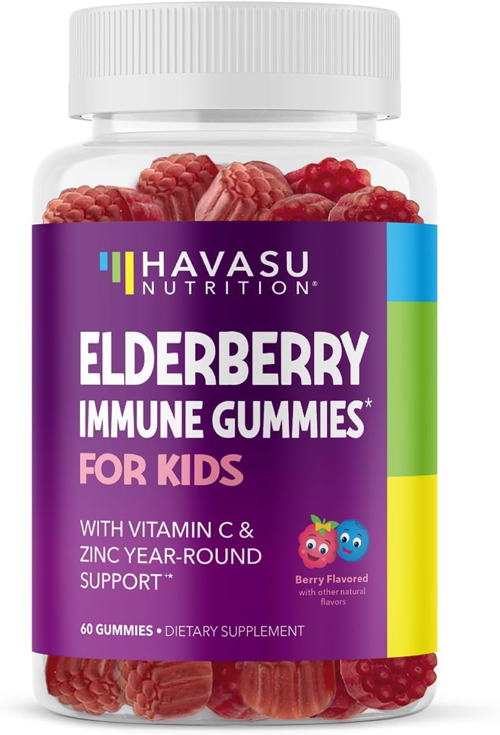 Elderberry Gummies for Kids with Vitamin C & Zinc, Berry, 30 Servings | Vegan, Non-GMO, Gluten Free Immune Support for Children, Daily Defense with Antioxidants & Essential Nutrients, 60 Count Gsupps Australia