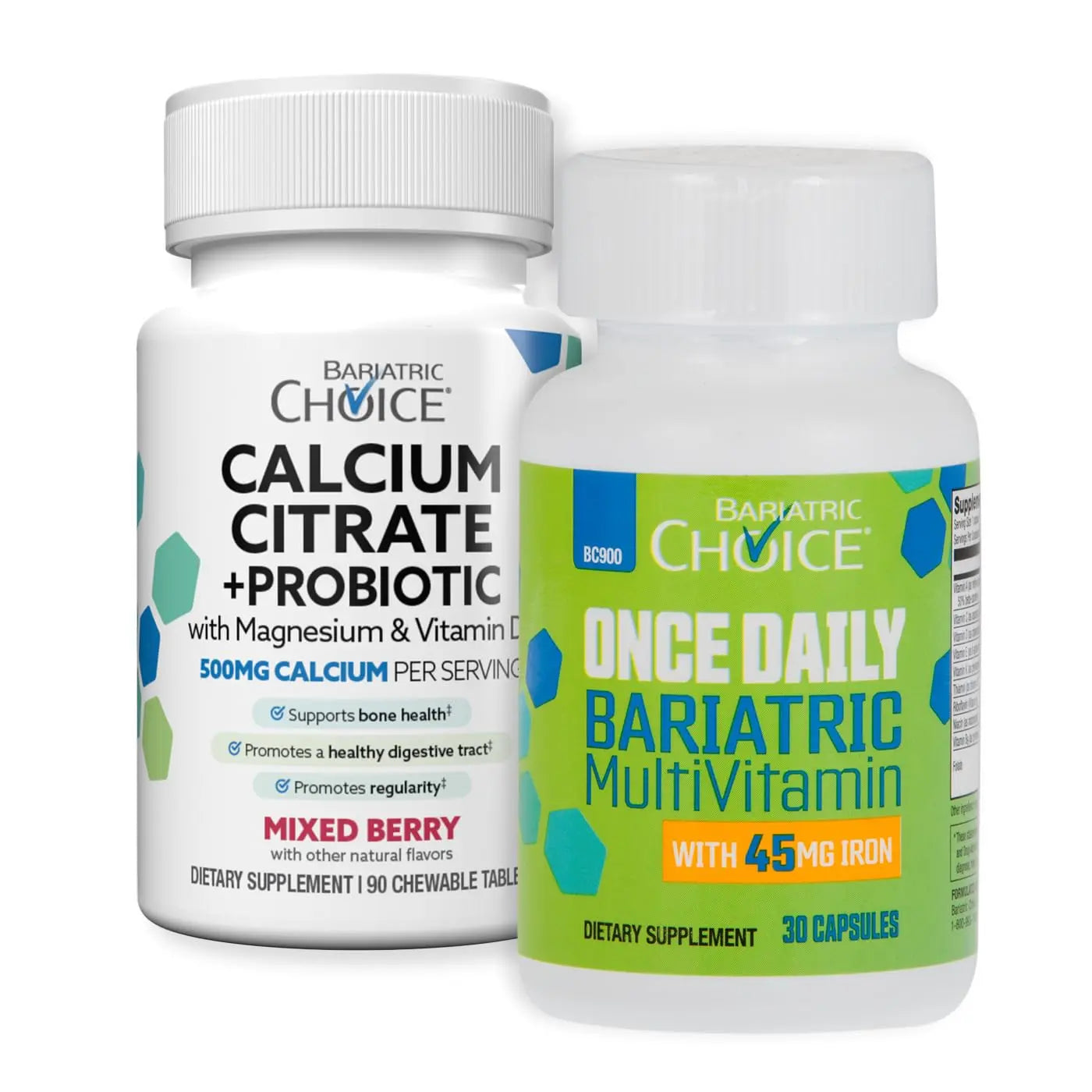 Bariatric Choice Multivitamin & Calcium Bundle (1-Month Supply) | 45mg Iron Multivitamin + 500mg Calcium Citrate with D3 & Probiotics | Bariatric Choice buy australia supplements