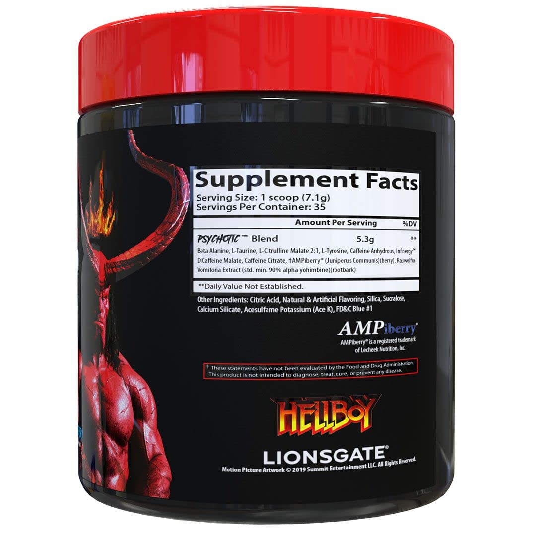 Insane Labz Hellboy Edition, High Stimulant Pre Workout Powder and NO Booster with Beta Alanine, L Citrulline, and Caffeine, Boosts Focus, Energy, Endurance, Nitric Oxide Levels, 35 Srvgs, Fruit Punch