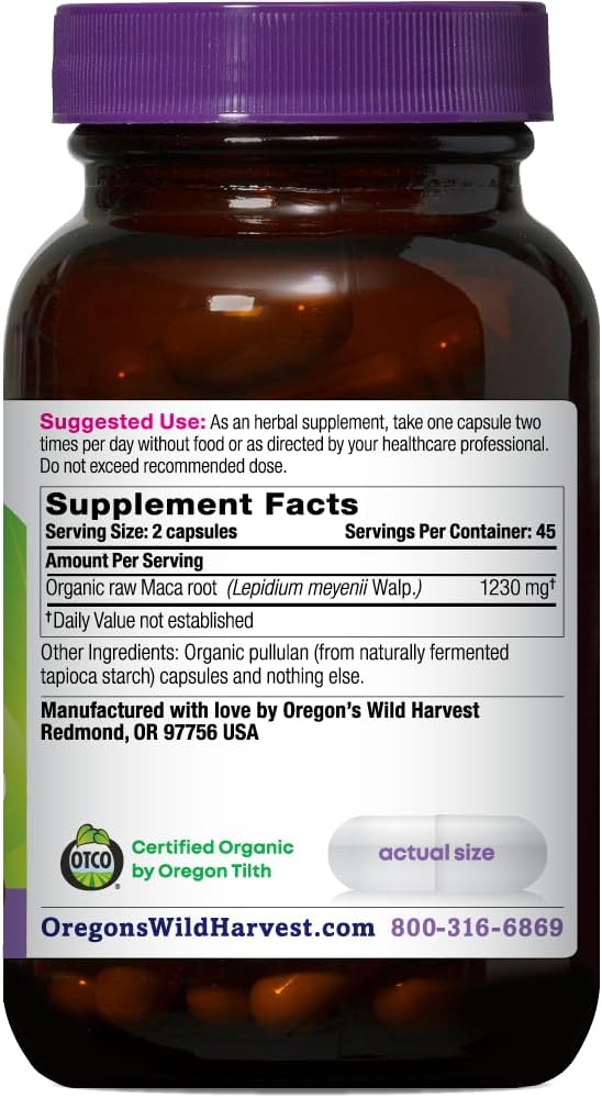 Oregon's Wild Harvest Maca Root | Made with Organic Raw Maca Root and Vegan Capsules, 90 Count Gsupps Australia