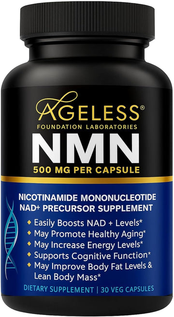 NMN Supplement 500mg Nicotinamide Mononucleotide | Supports NAD+ Levels, Energy, Cognitive Function, Muscle Health & Healthy Body Composition – Capsules (30) Ageless Foundation Laboratories buy australia supplements