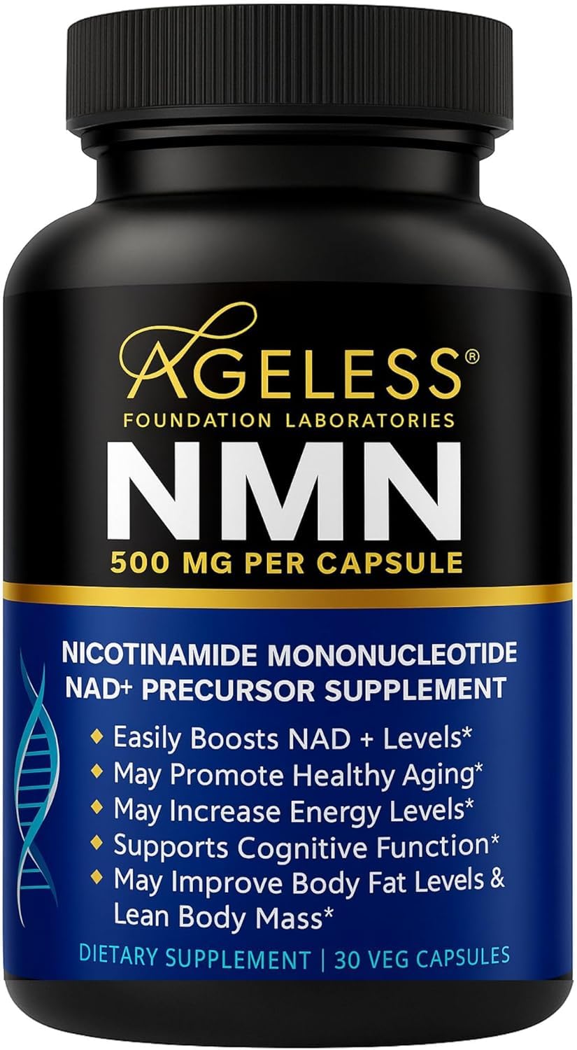 NMN Supplement 500mg Nicotinamide Mononucleotide | Supports NAD+ Levels, Energy, Cognitive Function, Muscle Health & Healthy Body Composition – Capsules (30) Ageless Foundation Laboratories buy australia supplements