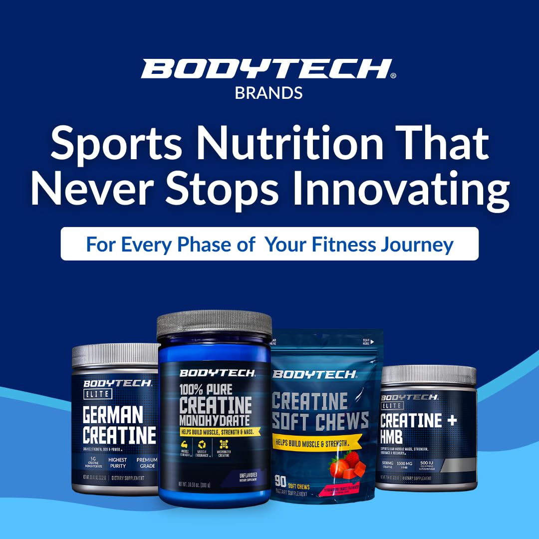 BodyTech Creatine Monohydrate Powder, Unflavored Micronized Creatine Formula for Men and Women, 5g per Serving, Pre Workout & Post Workout Supplement BodyTech