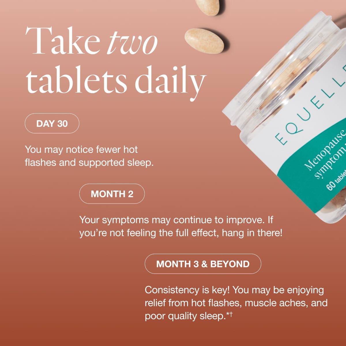 EQUELLE Multi-Symptom Perimenopause & Menopause Relief Relief from Hot Flashes, Muscle Aches & Supports More Sleep. Hormone-Free, Plant-Based S-Equol – 1 Month Supply (60 Tablets) EQUELLE buy australia supplements