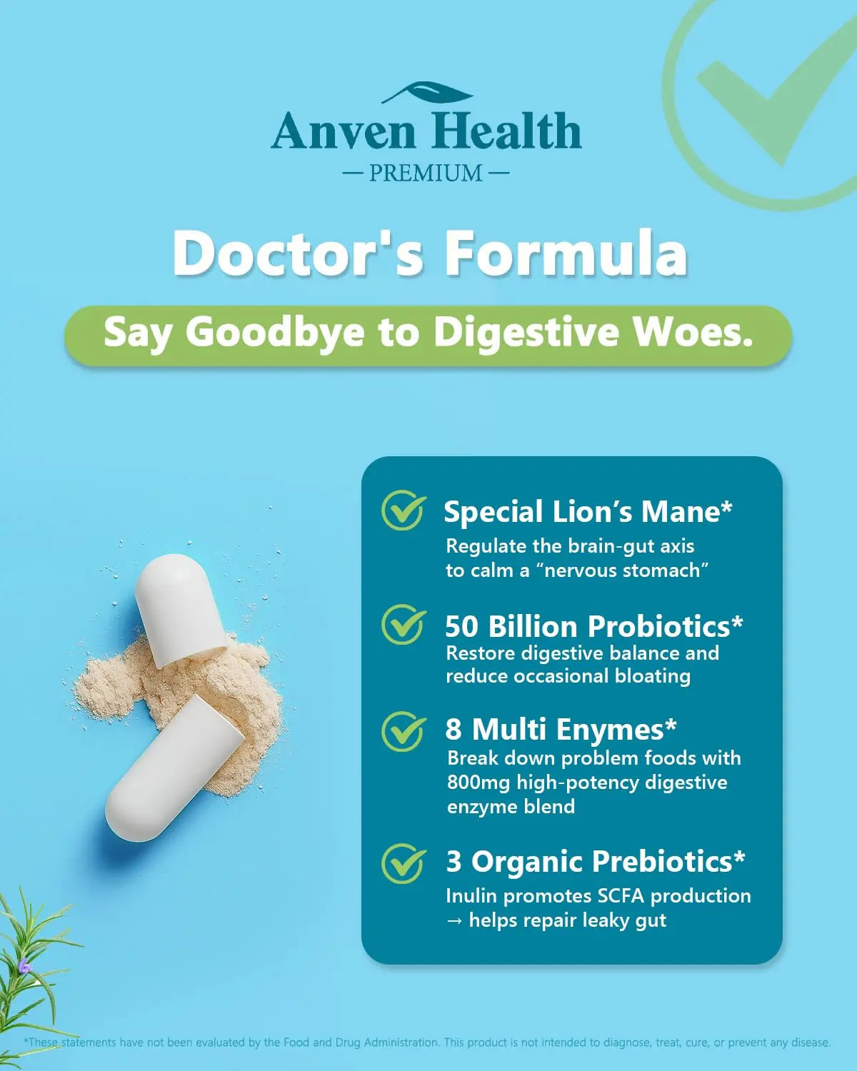 Anven Health 800mg Digestive Enzymes for Men and Women with Probiotics & Prebiotics, 8 Key Enzymes, Protease, Amylase & Lipase | 270 Capsules - A 90-Day Supply Anven Health