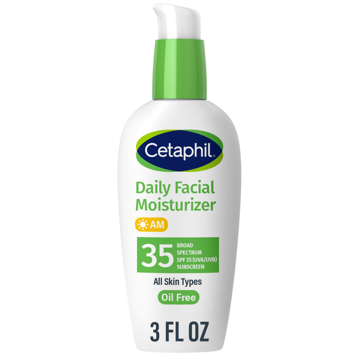 Cetaphil Daily Oil-Free Facial Moisturizer with Sunscreen, SPF 35, Fragrance Free, 3 fl oz (88 ml) Cetaphil