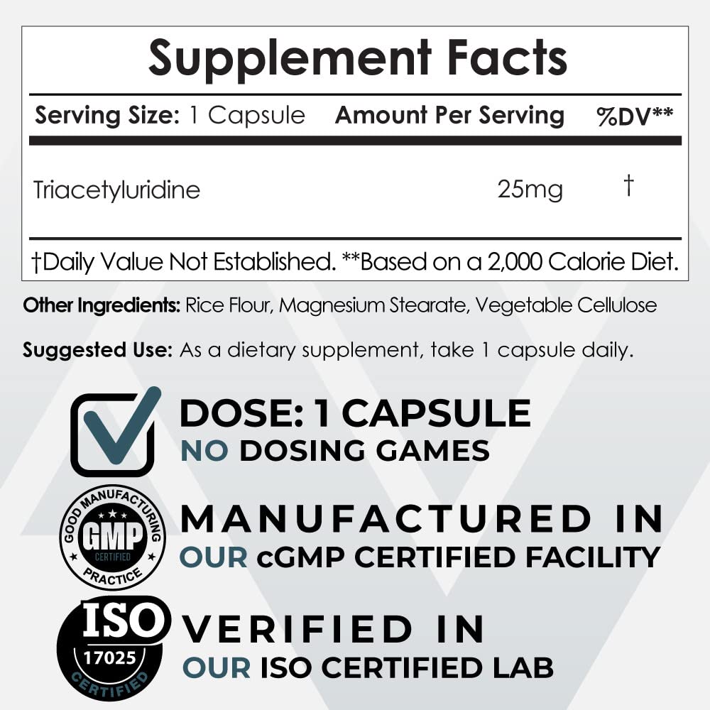 Nootropics Depot Triacetyluridine Tau Capsules | 25mg | Promotes Well-Being | Improves Cognitive Health | Promotes Healthy Stress Levels | 60 Count