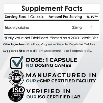 Nootropics Depot Triacetyluridine Tau Capsules | 25mg | Promotes Well-Being | Improves Cognitive Health | Promotes Healthy Stress Levels | 60 Count