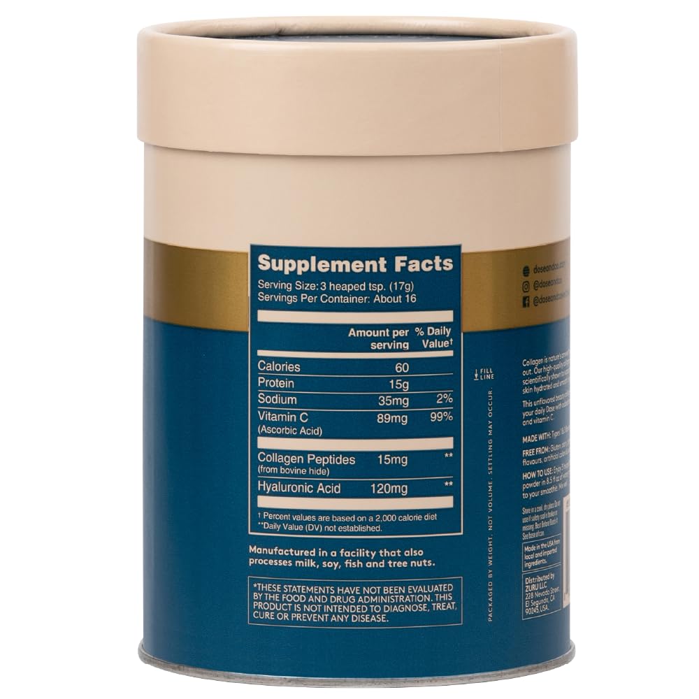 Dose & Co Beauty Collagen with Hyaluronic Acid and Vitamin C, Unflavoured - 255g Powder Supplement DOSE & CO buy australia supplements